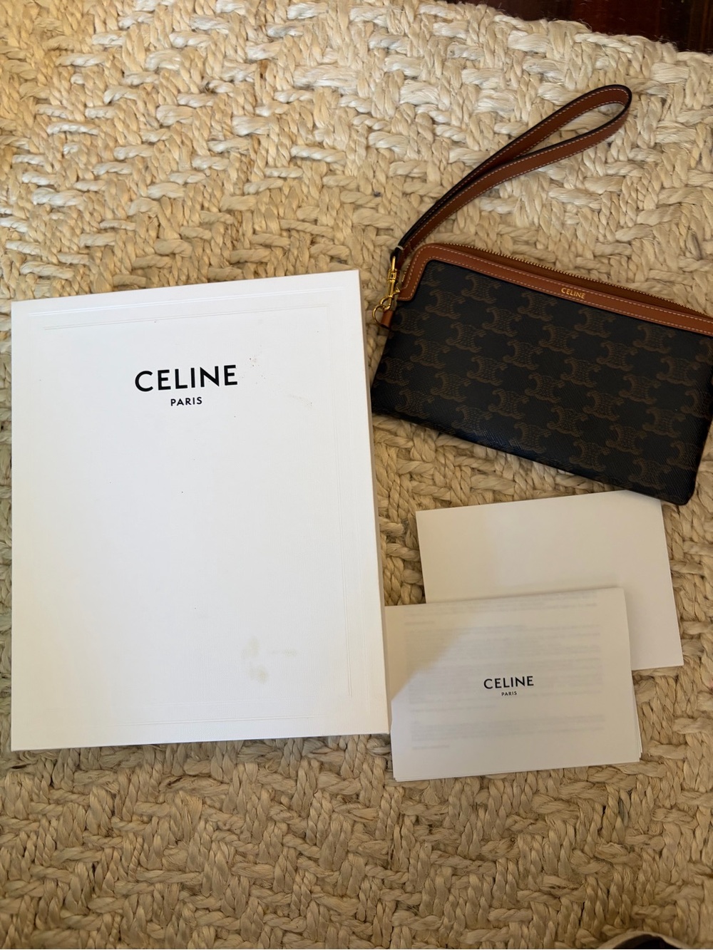 Celine Triomphe Canvas Pouch with long strap